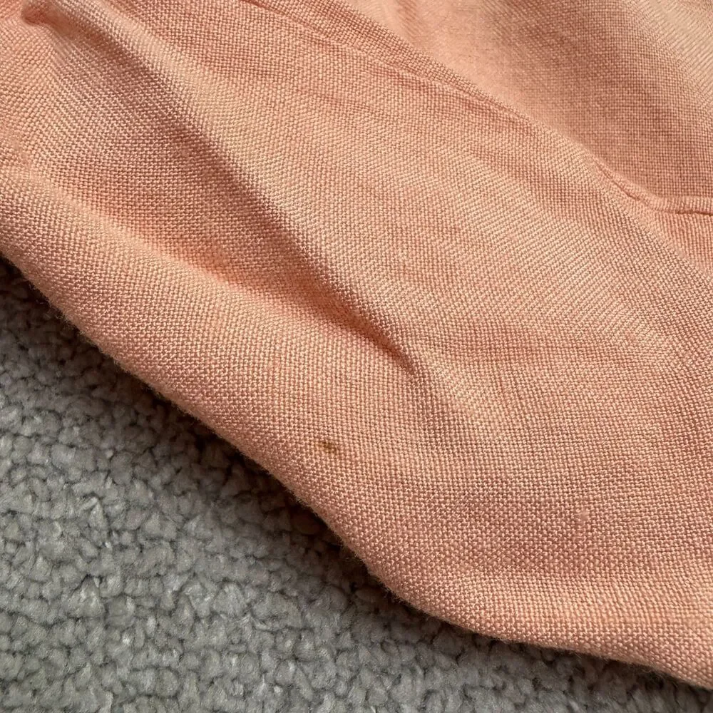 Zara Woman Linen Blend Wide Leg Chino Pants Women XS Peach Summer Lightweight